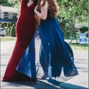 Navy Blue Maxi Prom Dress